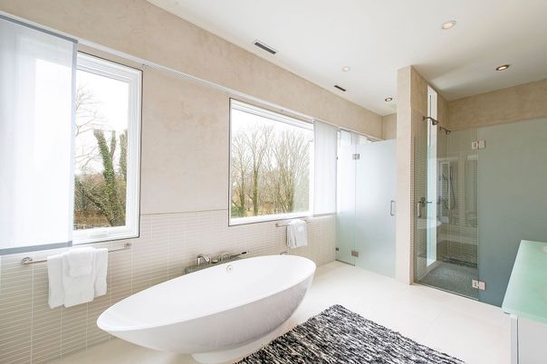Bathroom, Glass Shower, Interior, Recessed Lighting