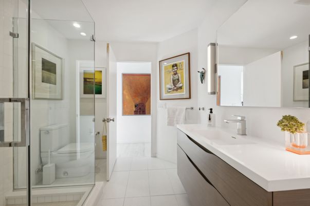 Bathroom, Dual Sink Vanities, Glass Shower, Interior, Recessed Lighting