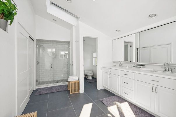 Bathroom, Dual Sink Vanities, Glass Shower, Interior, Recessed Lighting