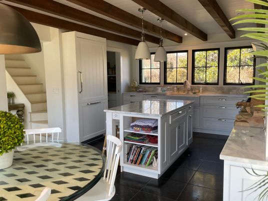 Interior, Kitchen, Pendant Lights, Recessed Lighting, Wooden Beams