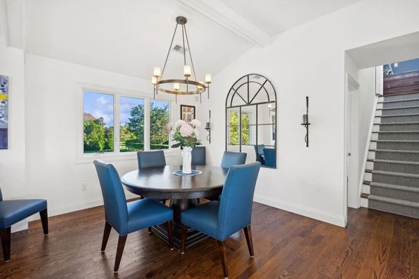Chandelier, Dining room, Interior, Wood Texture Flooring