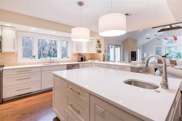 Interior, Kitchen, Pendant Lights, Recessed Lighting, Wood Texture Flooring