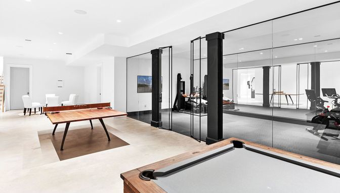 Billiard Table, Fitness Equipment, Game Room, Interior, Recessed Lighting