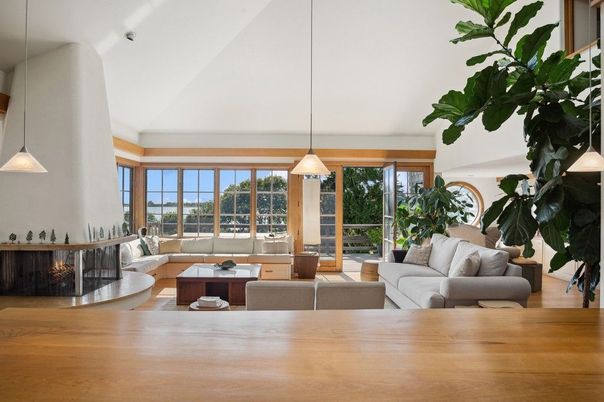 Interior, Living room, Pendant Lights, Wood Texture Flooring