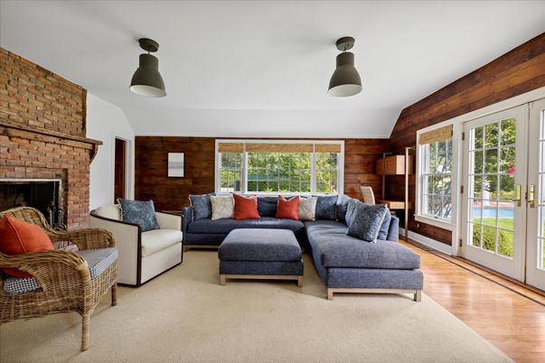 Fireplace, Interior, Living room, Stone Walls, Wood Texture Flooring, Wooden Walls