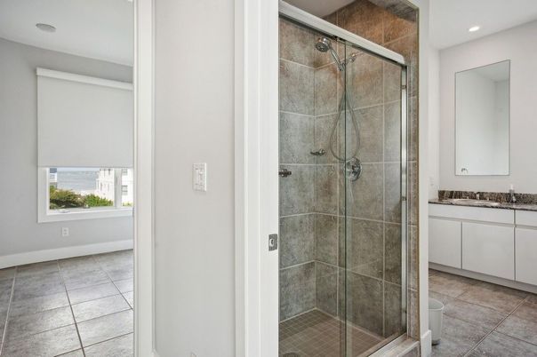 Bathroom, Glass Shower, Interior, Recessed Lighting