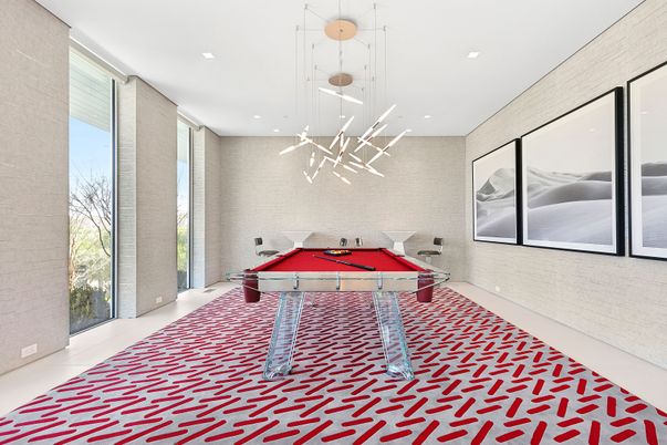 Billiard Table, Game Room, Interior, Pendant Lights, Recessed Lighting