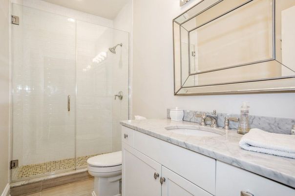 Bathroom, Glass Shower, Interior, Recessed Lighting