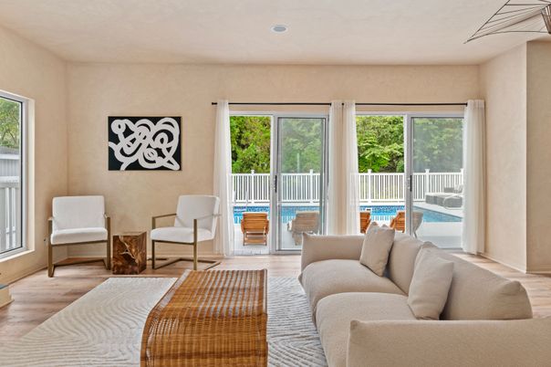 Interior, Living room, Recessed Lighting, Wood Texture Flooring