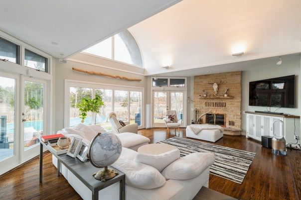 Fireplace, Interior, Living room, Stone Walls, Wood Texture Flooring