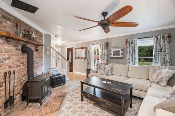 Interior, Living room, Stone Walls, Wood Texture Flooring