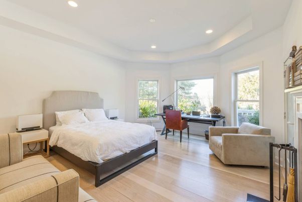 Bedroom, Home Office, Interior, Recessed Lighting, Wood Texture Flooring