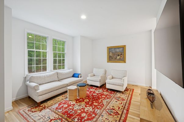 Interior, Living room, Recessed Lighting, Wood Texture Flooring