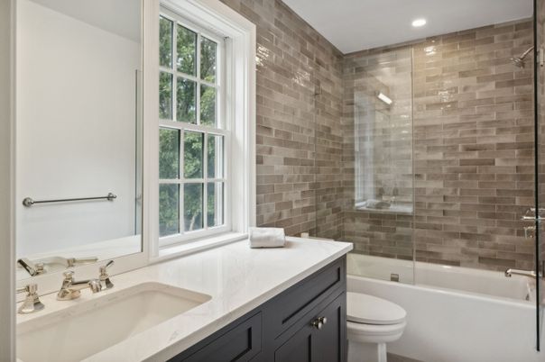 Bathroom, Glass Shower, Interior, Recessed Lighting, Stone Walls