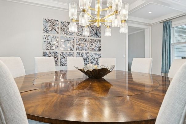 Chandelier, Dining room, Interior, Recessed Lighting