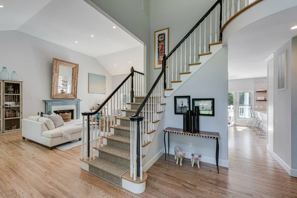 Fireplace, Interior, Recessed Lighting, Wood Texture Flooring