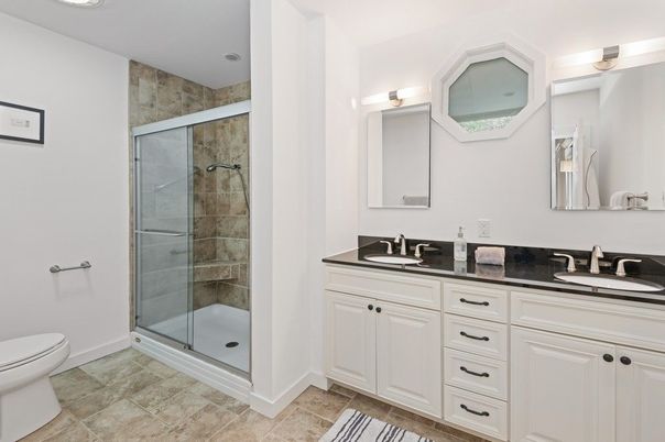 Bathroom, Dual Sink Vanities, Glass Shower, Interior