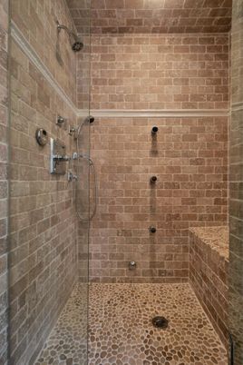 Bathroom, Glass Shower, Interior, Stone Walls