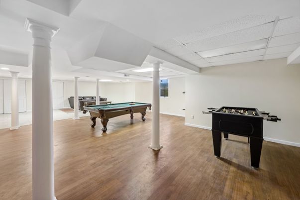 Billiard Table, Game Room, Interior, Piano, Wood Texture Flooring