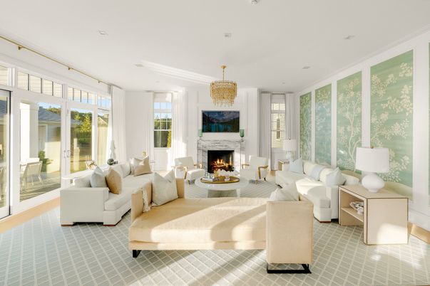 Chandelier, Fireplace, Interior, Living room, Recessed Lighting