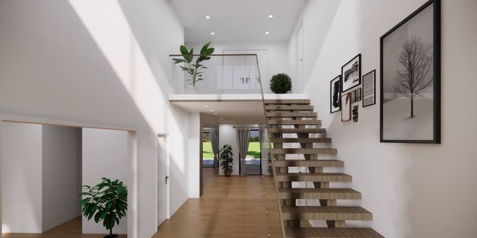 Interior, Recessed Lighting, Wood Texture Flooring