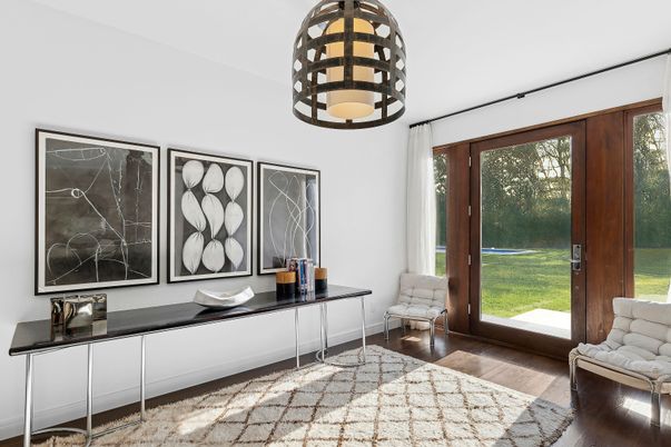 Home Office, Interior, Pendant Lights, Wood Texture Flooring