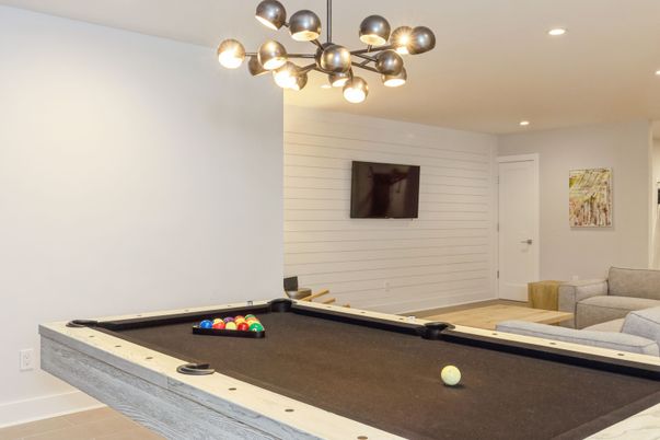 Billiard Table, Game Room, Interior, Recessed Lighting