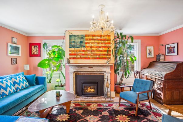 Chandelier, Fireplace, Interior, Living room, Piano, Wood Texture Flooring