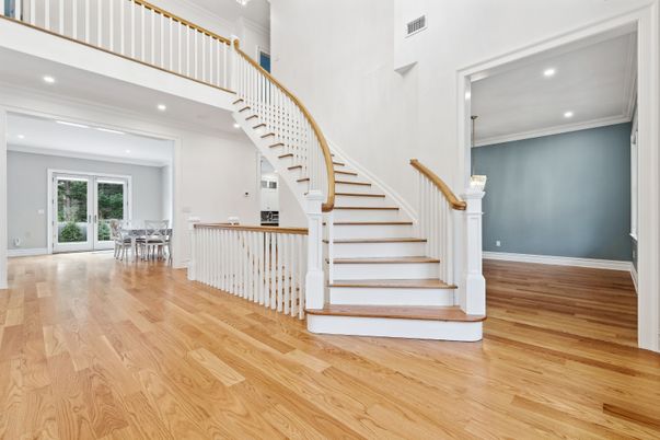 Dining room, Interior, Recessed Lighting, Wood Texture Flooring
