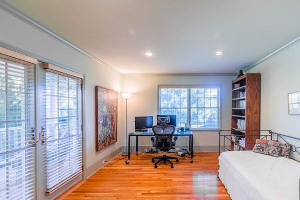 Home Office, Interior, Recessed Lighting, Wood Texture Flooring