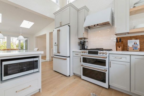 Interior, Kitchen, Pendant Lights, Stainless Steel Appliances, Wood Texture Flooring