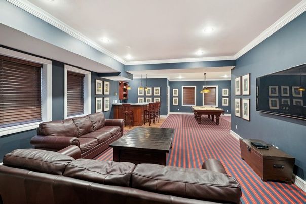 Billiard Table, Dining room, Game Room, Interior, Living room, Pendant Lights, Recessed Lighting