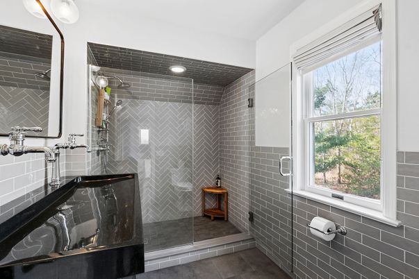 Bathroom, Glass Shower, Interior, Recessed Lighting