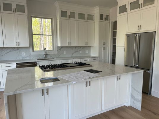 Interior, Kitchen, Marble Walls, Stainless Steel Appliances, Wood Texture Flooring