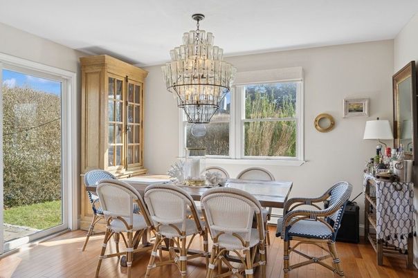 Chandelier, Dining room, Interior, Wood Texture Flooring