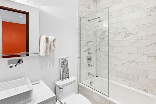 Bathroom, Glass Shower, Interior, Marble Walls