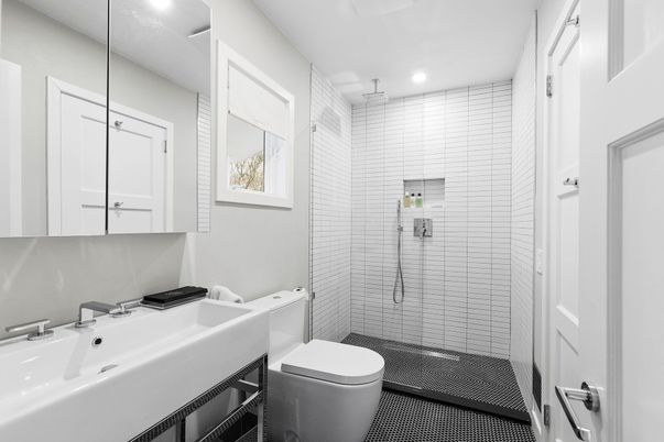 Bathroom, Glass Shower, Interior, Recessed Lighting