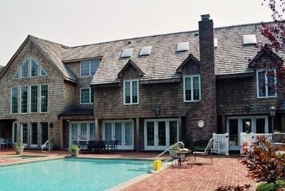 Exterior, Facade, Brick Facade, Pool, Tudor Revival