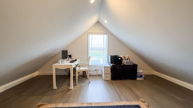 Home Office, Interior, Recessed Lighting, Wood Texture Flooring
