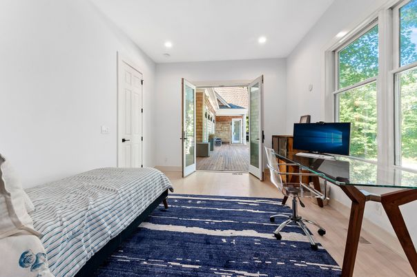 Bedroom, Home Office, Interior, Recessed Lighting, Wood Texture Flooring