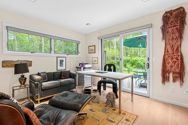 Home Office, Interior, Recessed Lighting, Wood Texture Flooring