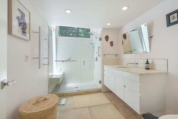 Bathroom, Dual Sink Vanities, Glass Shower, Interior, Recessed Lighting