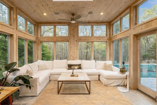 Interior, Living room, Recessed Lighting, Sun Room, Wooden Ceilings, Wood Texture Flooring, Wooden Walls