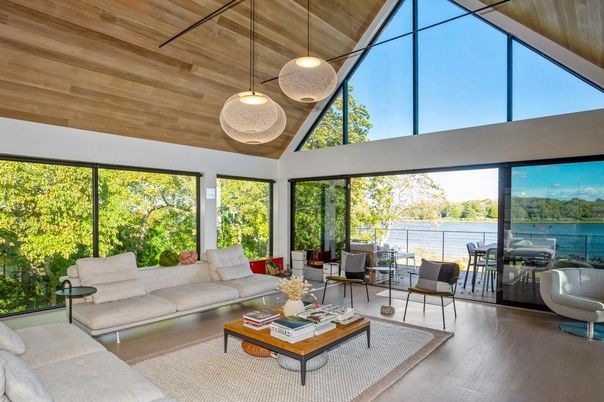 Interior, Living room, Pendant Lights, Wooden Ceilings, Wood Texture Flooring
