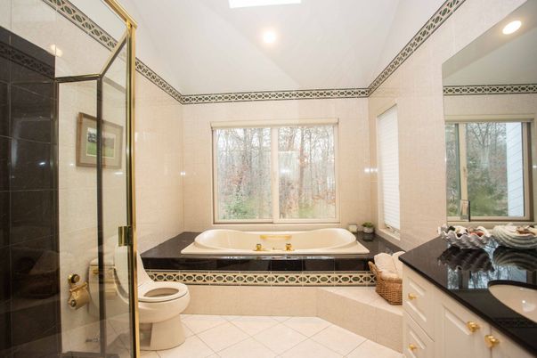 Bathroom, Glass Shower, Interior, Recessed Lighting