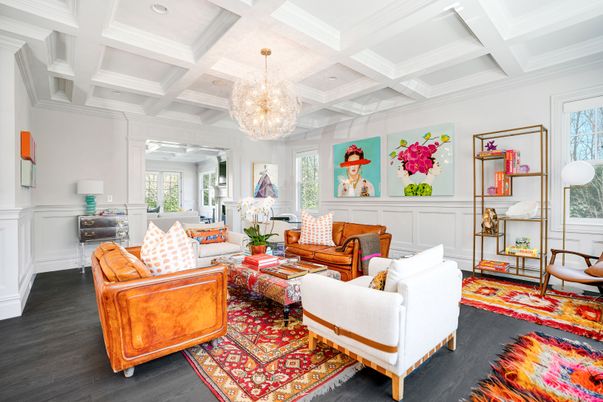 Chandelier, Interior, Living room, Recessed Lighting, Wood Texture Flooring