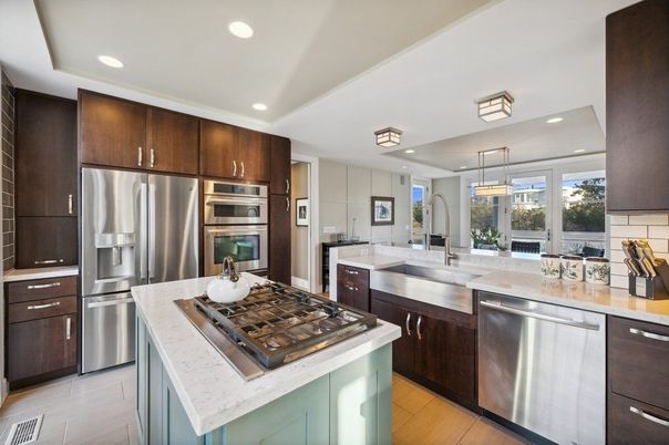 Interior, Kitchen, Pendant Lights, Recessed Lighting, Stainless Steel Appliances