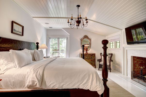 Bedroom, Chandelier, Fireplace, Interior