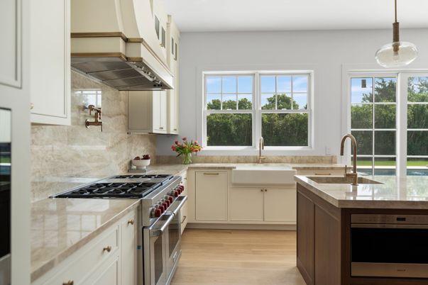 Interior, Kitchen, Pendant Lights, Stainless Steel Appliances, Wood Texture Flooring