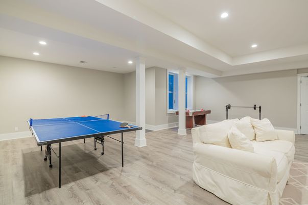 Game Room, Interior, Recessed Lighting, Wood Texture Flooring